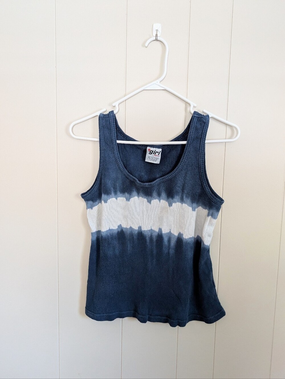 Girl Rebel Women's Y2K 2000's Blue White Tie Dye Tank Top Size Large